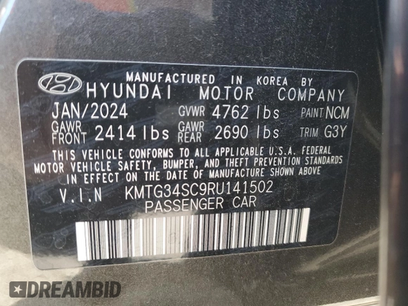 2024 Genesis G70 2.5T with VIN KMTG34SC9RU141502, listed as a Copart auction lot 50356715 with 2,595 mi miles and Salvage Title. Bid and sale history available at carsss.com. Image 14.