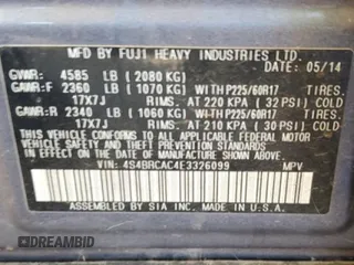 2014 Subaru Outback 2.5i with VIN 4S4BRCAC4E3326099, listed as a Copart auction lot 50910864 with 62,750 mi miles and Salvage Title. Bid and sale history available at carsss.com. Image 13.