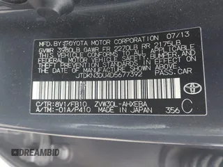 2013 Toyota Prius One z VIN JTDKN3DU4D5677392, wystawiony jako IAAI lot #42050842 z przebiegiem 169 732 mil mil oraz . Historia ofert i sprzedaży dostępna na DreamBid. Obrazek 9.
