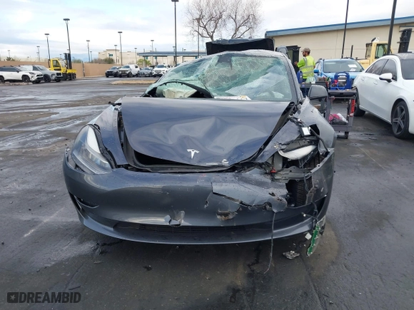 2023 Tesla Model 3 with VIN 5YJ3E1EA6PF408858, listed as a IAAI auction lot 41739383 with 1 mi miles. Bid and sale history available at carsss.com. Image 12.