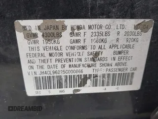 2005 Acura TSX z VIN JH4CL96825C000866, wystawiony jako IAAI lot #42505348 z przebiegiem 160 956 mil mil oraz . Historia ofert i sprzedaży dostępna na DreamBid. Obrazek 9.