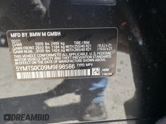 2021 BMW X3 M z VIN 5YMTS0C09M9F98586, wystawiony jako Copart lot #51144682 z przebiegiem Nie podano mil oraz . Historia ofert i sprzedaży dostępna na DreamBid. Obrazek 10.