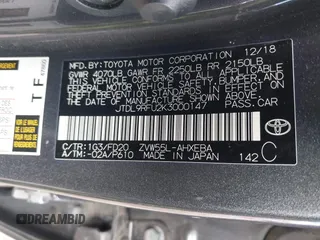 2019 Toyota Prius LE with VIN JTDL9RFU2K3000147, listed as a IAAI auction lot 41982869 with 39,129 mi miles and . Bid and sale history available at DreamBid. Image 9.
