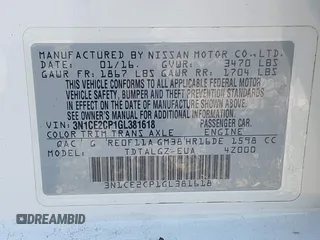 2016 Nissan Note SV with VIN 3N1CE2CP1GL381618, listed as a IAAI auction lot 42473082 with 241,102 mi miles and . Bid and sale history available at DreamBid. Image 9.