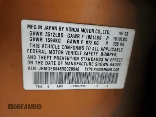 2009 Honda Fit Sport with VIN JHMGE88469S020940, listed as a Copart auction lot 47004055 with 213,745 mi miles and Salvage Title. Bid and sale history available at carsss.com. Image 14.