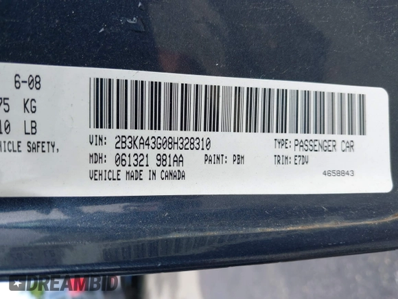 2008 Dodge Charger with VIN 2B3KA43G08H328310, listed as a IAAI auction lot 42424716 with 104,088 mi miles and . Bid and sale history available at DreamBid. Image 9.
