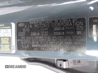 2016 Kia Forte LX with VIN KNAFK4A66G5564020, listed as a IAAI auction lot 41816809 with 106,150 mi miles. Bid and sale history available at carsss.com. Image 9.