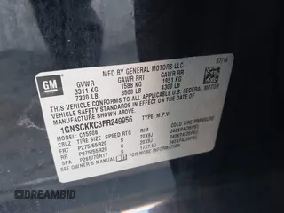 2015 Chevrolet Suburban LTZ with VIN 1GNSCKKC3FR249956, listed as a IAAI auction lot 41306605 with 122,942 mi miles and . Bid and sale history available at DreamBid. Image 9.
