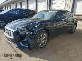 2018 Infiniti Q50 Luxe with VIN JN1EV7AR4JM441690, listed as a Copart auction lot 85306714 with 43,177 mi miles and Salvage title. Bid and sale history available at DreamBid. Image 1.