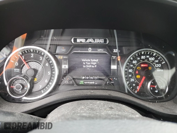 2021 Ram 1500 Big Horn z VIN 1C6SRFFT7MN620430, wystawiony jako Copart lot #43714715 z przebiegiem 111 680 mil mil oraz Szkoda całkowita • Salvage title. Historia ofert i sprzedaży dostępna na DreamBid. Obrazek 9.