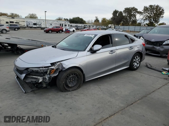 2022 Honda Civic Sedan LX with VIN 2HGFE2F23NH512677, listed as a Copart auction lot 80998734 with 50,996 mi miles and Salvage Title. Bid and sale history available at carsss.com. Image 1.