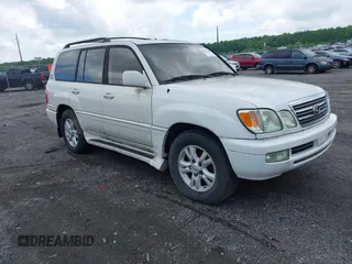 2001 Lexus LX 470 z VIN JTJHT00W613506010, wystawiony jako IAAI lot #42277268 z przebiegiem 186 671 mil mil oraz . Historia ofert i sprzedaży dostępna na DreamBid. Obrazek 1.