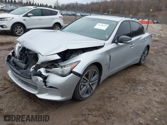 2014 Infiniti Q50 Hybrid Sport with VIN JN1AV7AR3EM703431, listed as a IAAI auction lot 41710414 with 213,611 mi miles. Bid and sale history available at carsss.com. Image 17.
