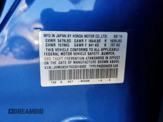 2016 Honda Fit EX with VIN JHMGK5H7XGS016002, listed as a Copart auction lot 54780145 with 88,491 mi miles and Salvage title. Bid and sale history available at DreamBid. Image 12.