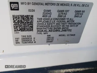2024 GMC Terrain Denali with VIN 3GKALXEG9RL248701, listed as a Copart auction lot 45348185 with 9,184 mi miles and Non repairable. Bid and sale history available at DreamBid. Image 13.