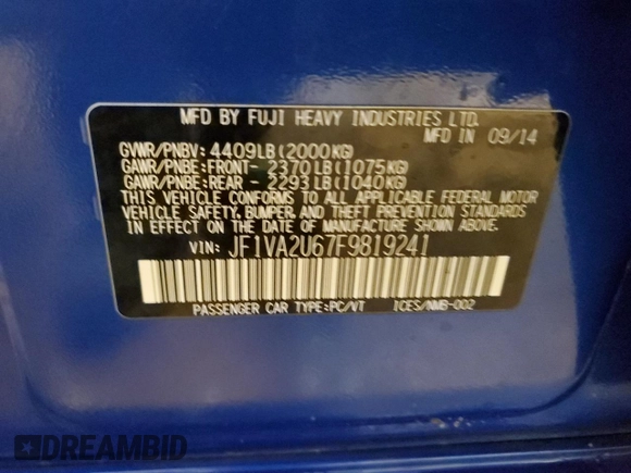 2015 Subaru WRX STI Limited z VIN JF1VA2U67F9819241, wystawiony jako Copart lot #46681705 z przebiegiem 125 608 mil mil oraz Czysty tytuł • Clean title. Historia ofert i sprzedaży dostępna na DreamBid. Obrazek 12.