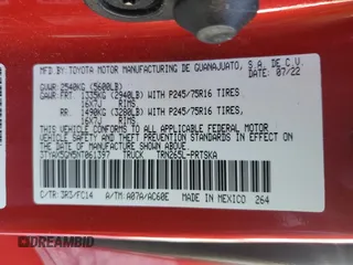 2022 Toyota Tacoma SR with VIN 3TYAX5GN5NT061397, listed as a Copart auction lot 54817565 with 23,198 mi miles and Salvage title. Bid and sale history available at DreamBid. Image 12.