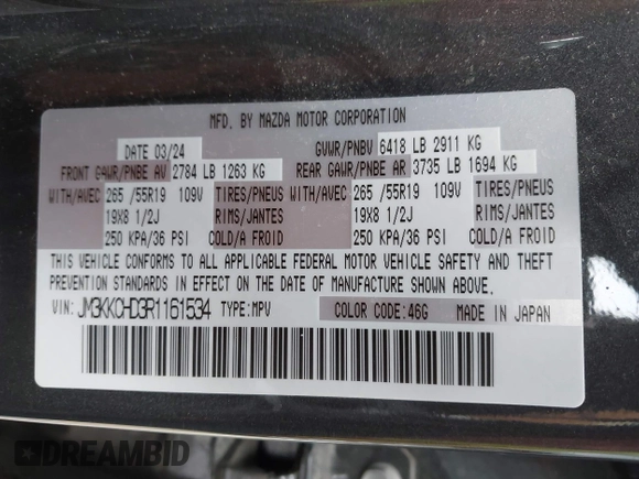 2024 Mazda CX-90 Preferred Plus with VIN JM3KKCHD3R1161534, listed as a IAAI auction lot 42170822 with 23,158 mi miles and . Bid and sale history available at DreamBid. Image 9.