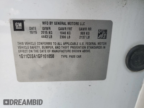 2016 Chevrolet Malibu Limited LT with VIN 1G11C5SA1GF161858, listed as a Copart auction lot 55259174 with 179,251 mi miles and Salvage Title. Bid and sale history available at carsss.com. Image 14.