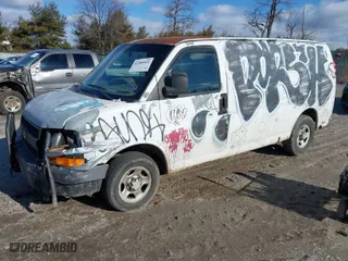 2006 Chevrolet Express Cargo Van with VIN 1GCFG15X261108382, listed as a IAAI auction lot 41585093 with 99,120 mi miles. Bid and sale history available at carsss.com. Image 2.