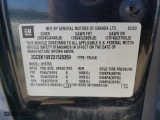 2003 Chevrolet Silverado 1500 LS with VIN 2GCEK19V231320269, listed as a Copart auction lot 46866374 with 0 mi miles and Salvage Title. Bid and sale history available at carsss.com. Image 12.