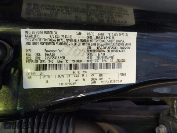2013 Ford Focus SE z VIN 1FADP3F2XDL280298, wystawiony jako IAAI lot #40493858 z przebiegiem 126 051 mil mil oraz . Historia ofert i sprzedaży dostępna na DreamBid. Obrazek 9.