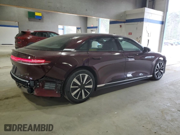 2023 Lucid Air Pure with VIN 50EA1PFA0PA006262, listed as a Copart auction lot 48882515 with 32,942 mi miles and Salvage Title. Bid and sale history available at carsss.com. Image 3.