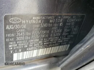 2005 Hyundai Santa Fe GLS with VIN KM8SC73D25U868391, listed as a Copart auction lot 50810045 with 119,074 mi miles and Salvage Title. Bid and sale history available at carsss.com. Image 13.