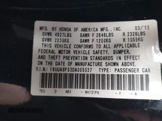 2013 Acura TL Technology z VIN 19UUA9F53DA005037, wystawiony jako IAAI lot #41799338 z przebiegiem 152 271 mil mil oraz . Historia ofert i sprzedaży dostępna na DreamBid. Obrazek 9.