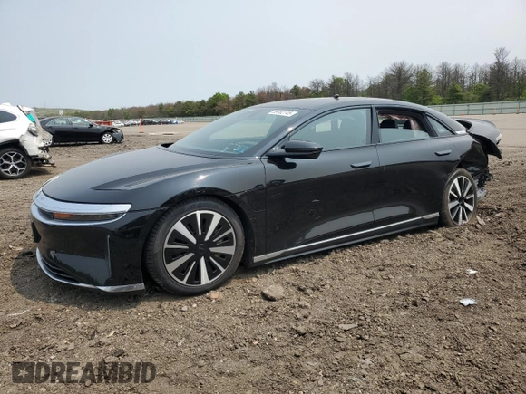 2023 Lucid Air Pure z VIN 50EA1PFA8PA008146, wystawiony jako Copart lot #59182745 z przebiegiem 23 861 mil mil oraz Szkoda całkowita • Salvage title. Historia ofert i sprzedaży dostępna na DreamBid. Obrazek 1.
