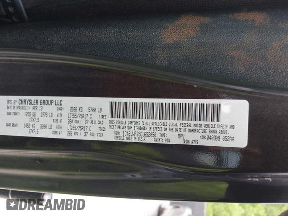 2013 Jeep Wrangler Unlimited Rubicon with VIN 1C4BJWFG5DL652050, listed as a IAAI auction lot 42451954 with 107,110 mi miles and . Bid and sale history available at DreamBid. Image 9.