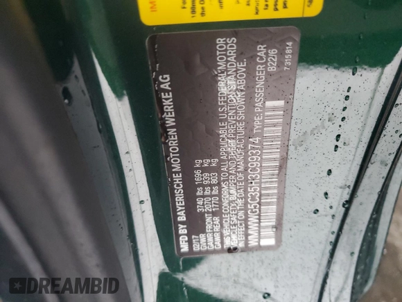 2017 MINI Convertible Cooper with VIN WMWWG5C35H3C99374, listed as a Copart auction lot 72782274 with 51,139 mi miles and Salvage title. Bid and sale history available at DreamBid. Image 12.