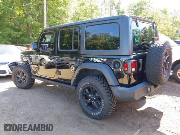 2021 Jeep Wrangler Unlimited Sport S with VIN 1C4HJXDNXMW646194, listed as a IAAI auction lot 42243169 with 44,237 mi miles and . Bid and sale history available at DreamBid. Image 3.