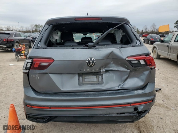 2022 Volkswagen Tiguan SE R-Line Black with VIN 3VVCB7AX3NM011768, listed as a Copart auction lot 46537435 with 80,243 mi miles and Salvage Title. Bid and sale history available at carsss.com. Image 6.