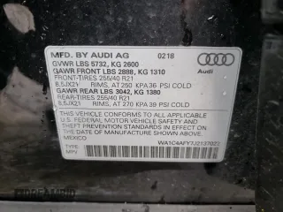 2018 Audi SQ5 Prestige with VIN WA1C4AFY7J2137022, listed as a Copart auction lot 37802633 with 47,512 mi miles. Bid and sale history available at carsss.com. Image 13.