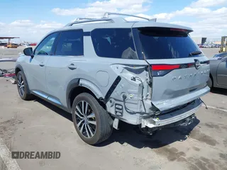 2023 Nissan Pathfinder Platinum with VIN 5N1DR3DH9PC248888, listed as a IAAI auction lot 41974684 with 52,609 mi miles and . Bid and sale history available at DreamBid. Image 3.