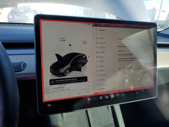 2022 Tesla Model 3 with VIN 5YJ3E1EAXNF360200, listed as a Copart auction lot 44463735 with 86,880 mi miles and Salvage Title. Bid and sale history available at DreamBid. Image 9.
