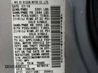 2017 Infiniti QX70 with VIN JN8CS1MU0HM140438, listed as a Copart auction lot 45424975 with 112,925 mi miles and Salvage title. Bid and sale history available at DreamBid. Image 14.