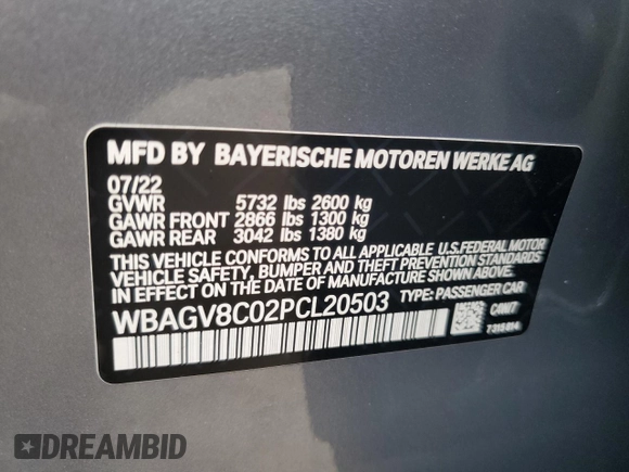 2023 BMW 8 Series M850i z VIN WBAGV8C02PCL20503, wystawiony jako Copart lot #74098614 z przebiegiem Nie podano mil oraz Szkoda całkowita • Salvage title. Historia ofert i sprzedaży dostępna na DreamBid. Obrazek 13.