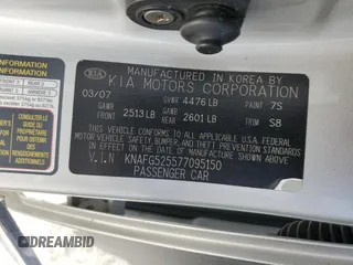 2007 Kia Rondo LX with VIN KNAFG525577095150, listed as a Copart auction lot 52407295 with 91,105 mi miles and Clean Title. Bid and sale history available at carsss.com. Image 13.