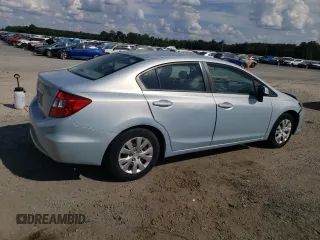 2012 Honda Civic LX with VIN 19XFB2F55CE330845, listed as a Copart auction lot 53331834 with 70,857 mi miles and Salvage Title. Bid and sale history available at DreamBid. Image 3.