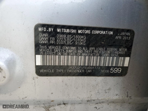 2014 Mitsubishi Lancer ES with VIN JA32U2FU1EU001773, listed as a Copart auction lot 88438185 with 206,544 mi miles and Salvage Title. Bid and sale history available at carsss.com. Image 14.