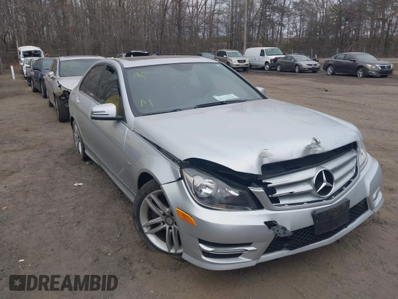 2012 Mercedes-Benz C-Class C 250 Sport with VIN WDDGF4HB6CR219898, listed as a IAAI auction lot 41726566 with 194,243 mi miles. Bid and sale history available at carsss.com. Image 1.