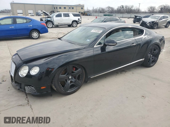 2012 Bentley Continental GT with VIN SCBFR7ZAXCC077193, listed as a Copart auction lot 41443665 with 90,262 mi miles and Clean Title. Bid and sale history available at DreamBid. Image 1.