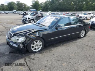 2002 Mercedes-Benz S 500 with VIN WDBNG75J92A289239, listed as a Copart auction lot 59052135 with Not provided miles and Salvage title. Bid and sale history available at DreamBid. Image 1.