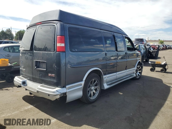 2014 GMC Savana Cargo Van Upfitter with VIN 1GDS8DC48E1157389, listed as a Copart auction lot 57834834 with 0 mi miles and Salvage Title. Bid and sale history available at carsss.com. Image 3.