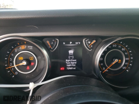 2023 Jeep Wrangler Willys with VIN 1C4HJXDG9PW615072, listed as a Copart auction lot 59606805 with 72,969 mi miles and Salvage title. Bid and sale history available at DreamBid. Image 9.