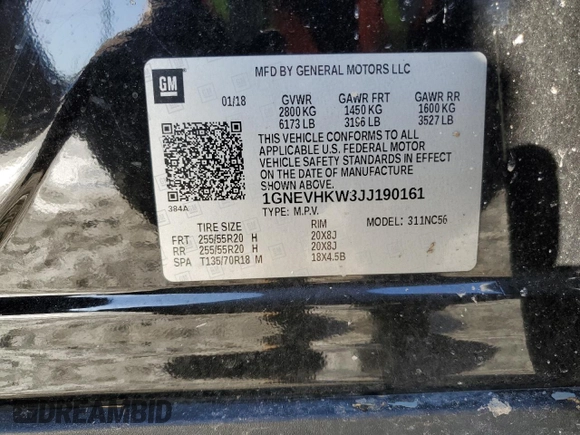 2018 Chevrolet Traverse LT Leather with VIN 1GNEVHKW3JJ190161, listed as a Copart auction lot 38741353 with 79,916 mi miles. Bid and sale history available at carsss.com. Image 13.