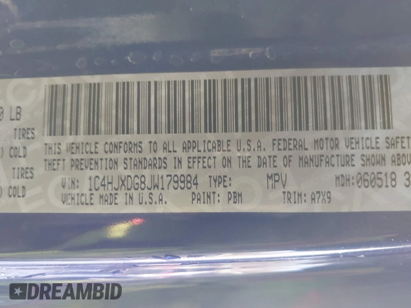 2018 Jeep Wrangler Unlimited Sport S с VIN 1C4HJXDG8JW179984, выставлен на аукционе IAAI как лот 41173628 с пробегом 103 136 миль миль и . История ставок и продаж доступна на DreamBid. Изображение 9.