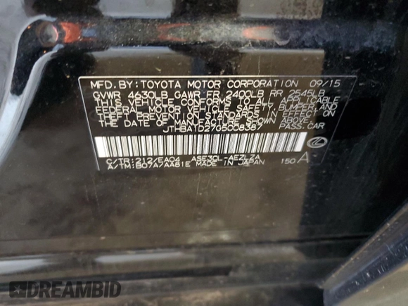 2016 Lexus IS 200t z VIN JTHBA1D27G5008387, wystawiony jako Copart lot #55940985 z przebiegiem 109 770 mil mil oraz Szkoda całkowita • Salvage title. Historia ofert i sprzedaży dostępna na DreamBid. Obrazek 12.